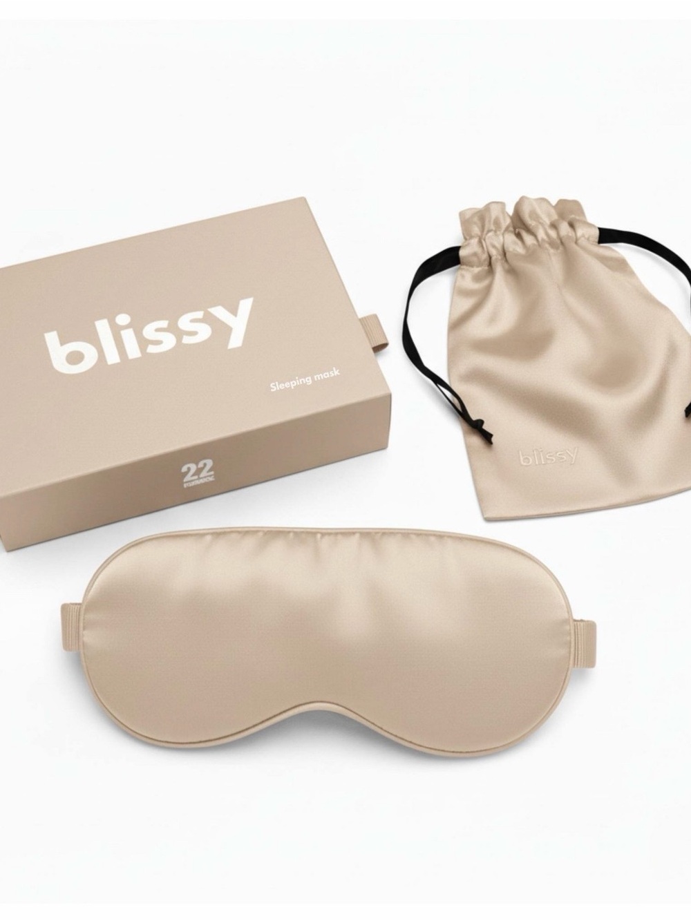 Blissy 100% Mulberry Silk Sleep Mask - Champagne